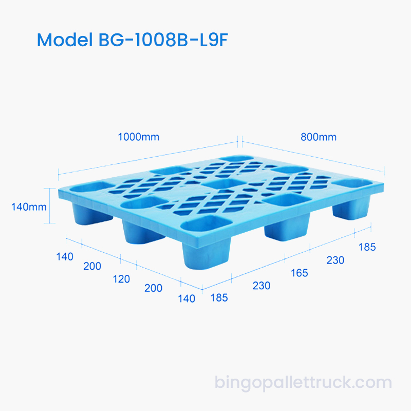 1000x800mm Iniectio Moled Plastic Pallet PERFUSORIUS IX-Leg Pallet pro Industrial PRAECLUSIO