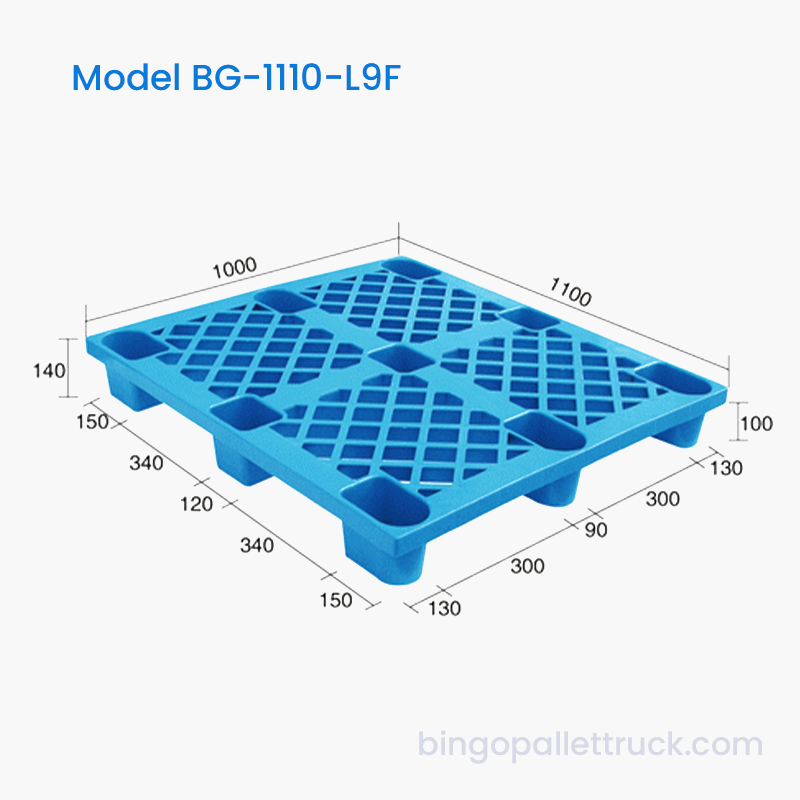 1100x1000mm Single latere 9-Leg Plastic Pallet pro Frigidum Catenam et Operations Logistics