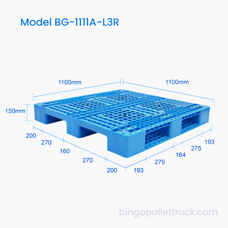 1100×1100mm 4-Viae Entry 3-Cursor Plastic Pallet