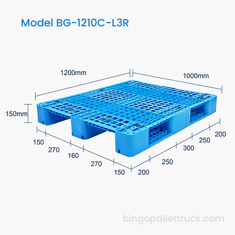 1200x1000mm Plastic Pallet cum Reinforced Cursores ad gravis lux Loads