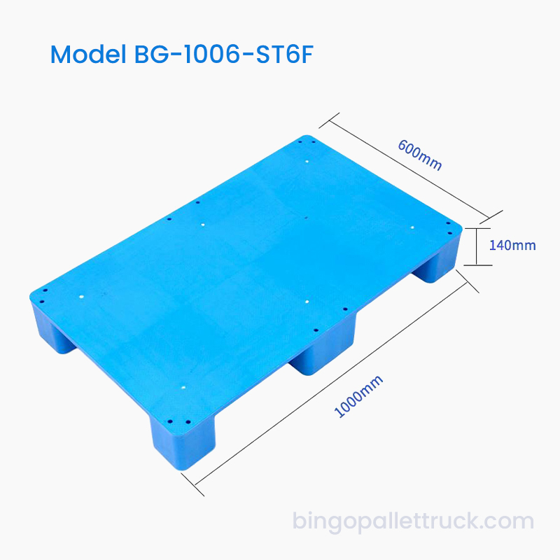 1000x600mm Solidum Top Plastic Pallet Sex Pedes Penicullus pro Logistics