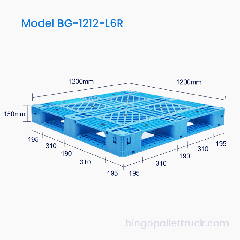 1200x1200mm Six Runner Plastic Pallet with Reinforced Base for Gravis Loads