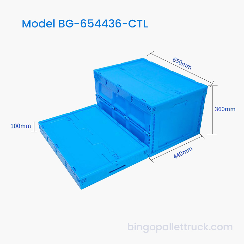 80L Collapsible Plastic Tote Box with Lid for Warehouse