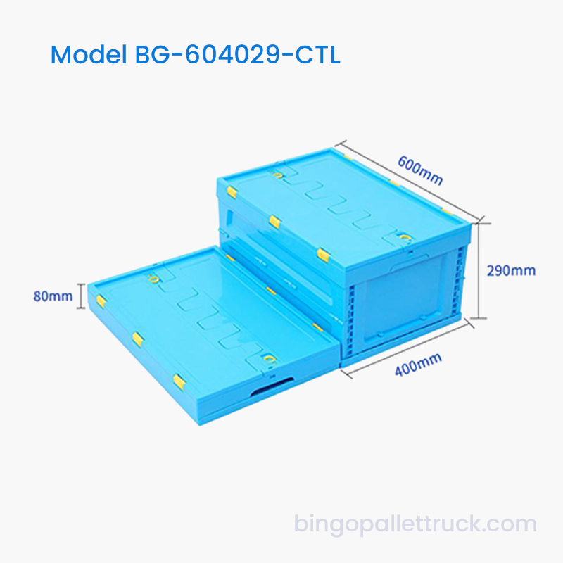 53L Space Save Collapsible Plastic Tote with Lid for Warehouse
