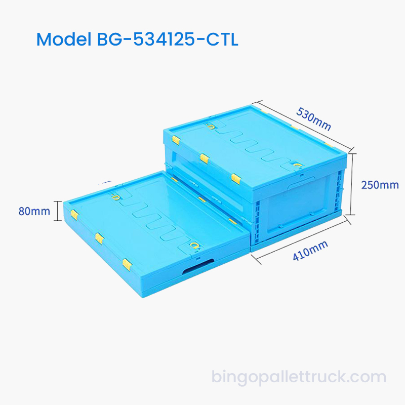 42L Space Saving Collapsible Plastic Tote with Lid for Logistics
