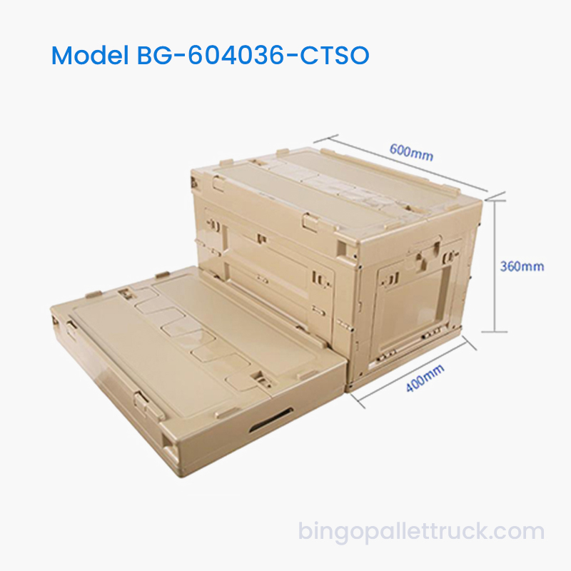 65L Collapsible Plastic Tote with Side Open Porta pro mole bonis onerariam