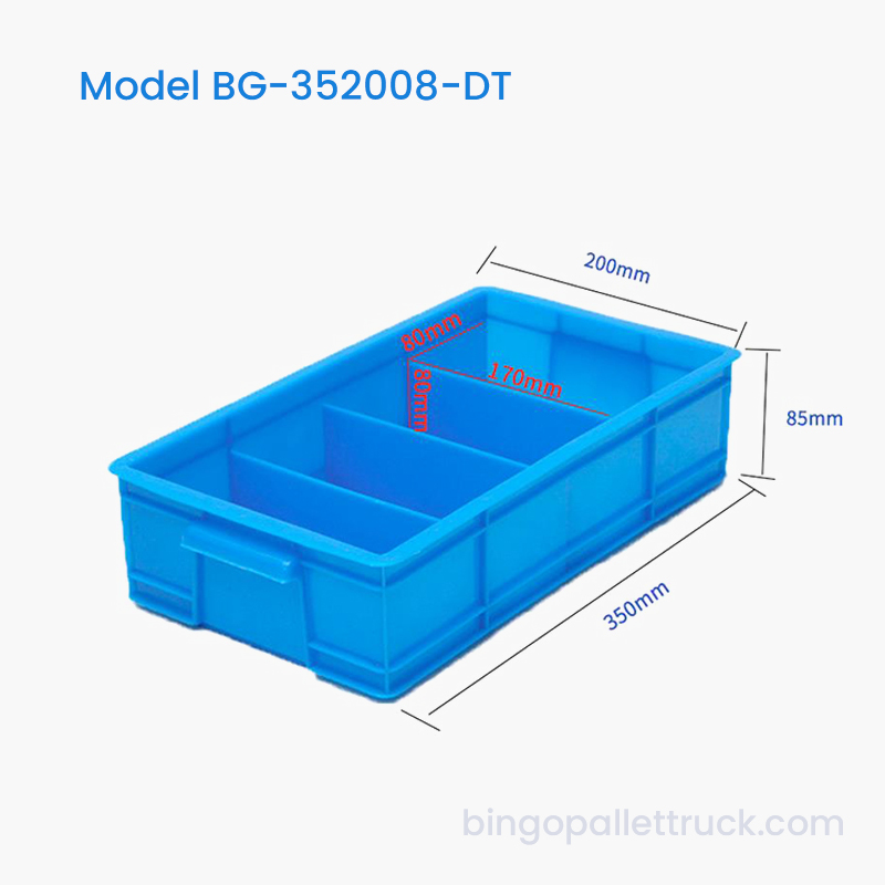 4-Compartment Dividable Plastic Tote Box pro Factory Conventus Linea usus