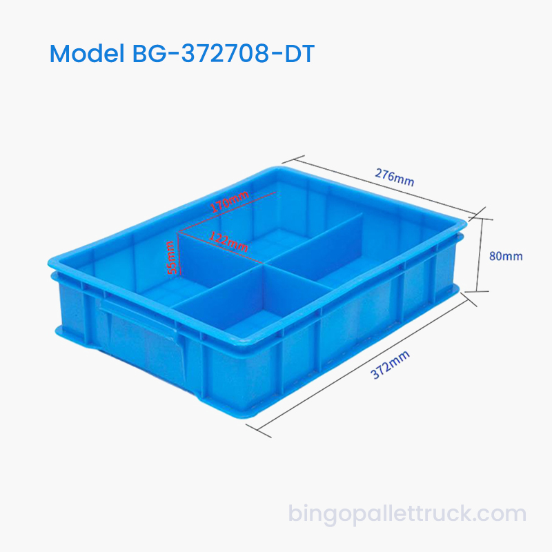 4-Compartment Dividable Plastic Tote Box for Factory Small Parts