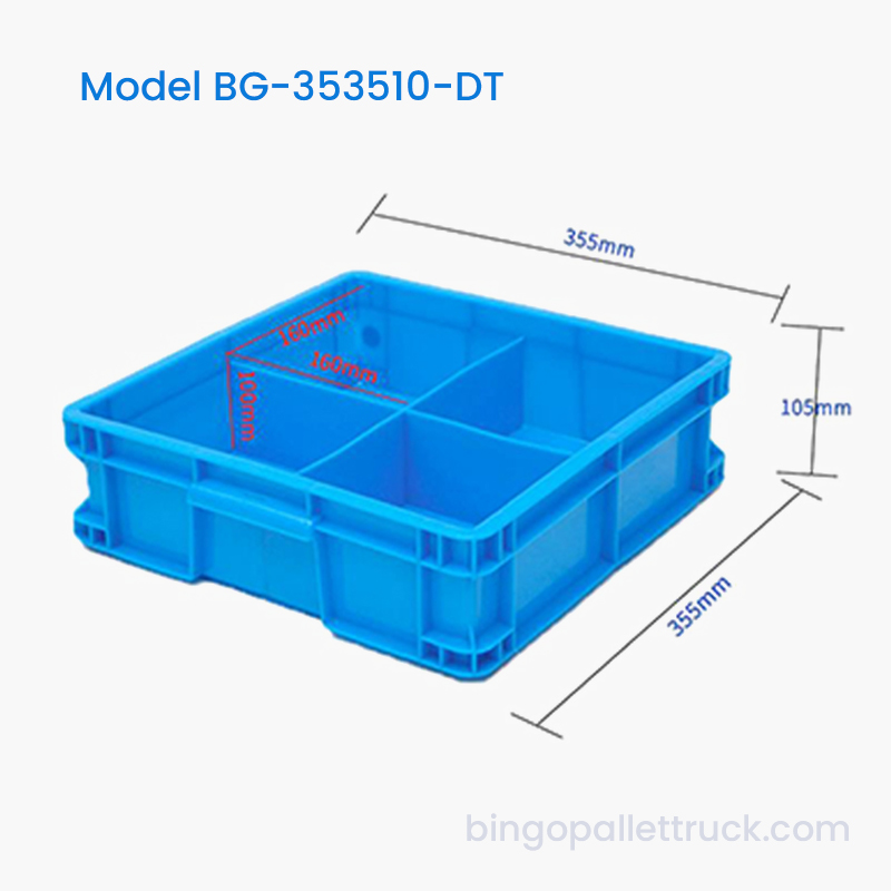4-Compartment Dividable Plastic Tote Box for Factory Small Components