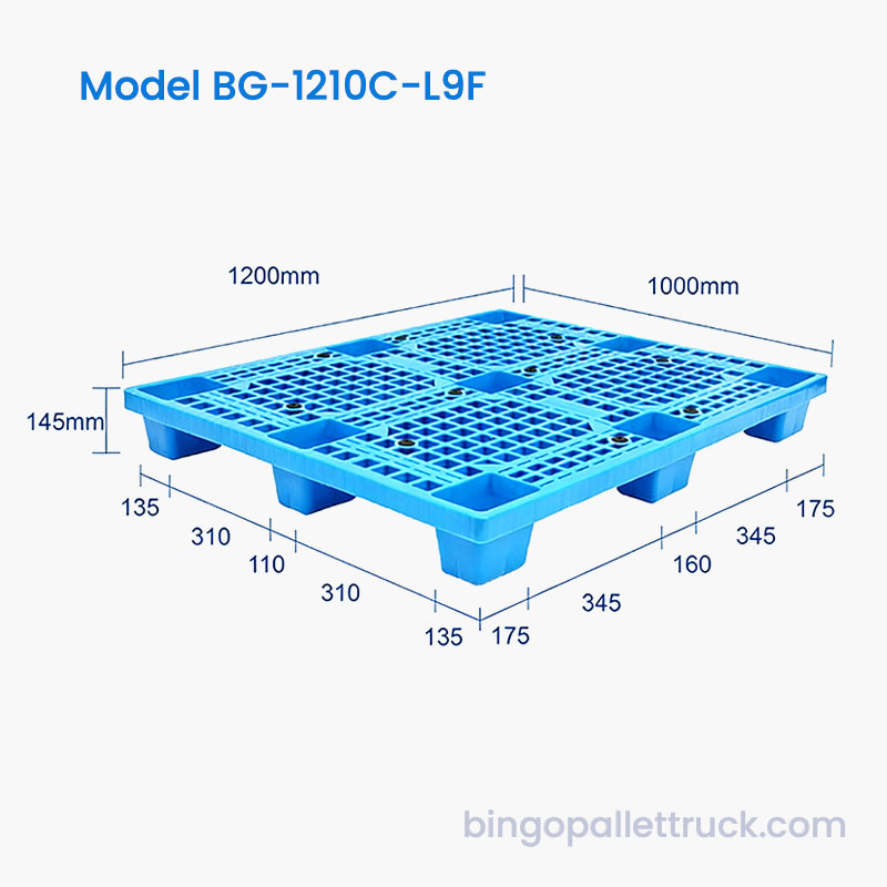 9 Pedes 1200x1000mm Plastic Pallet Compatible with Standard Forklifts