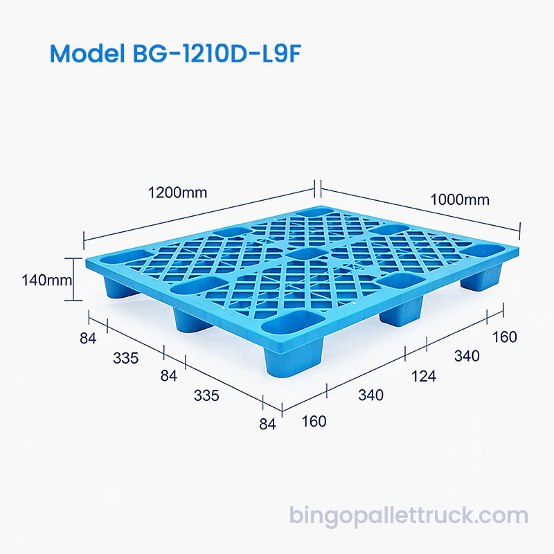 1200x1000mm Plastic Pallet cum Anti Slip Grid Superficies pro Logistics
