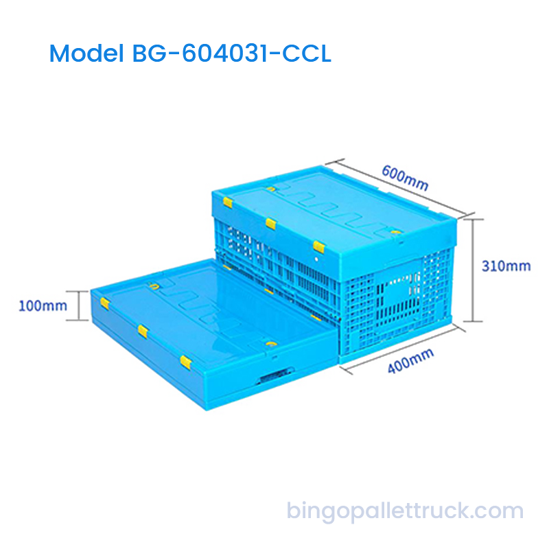 57L Collapsible plastic Crate with Lid for Warehouse storage