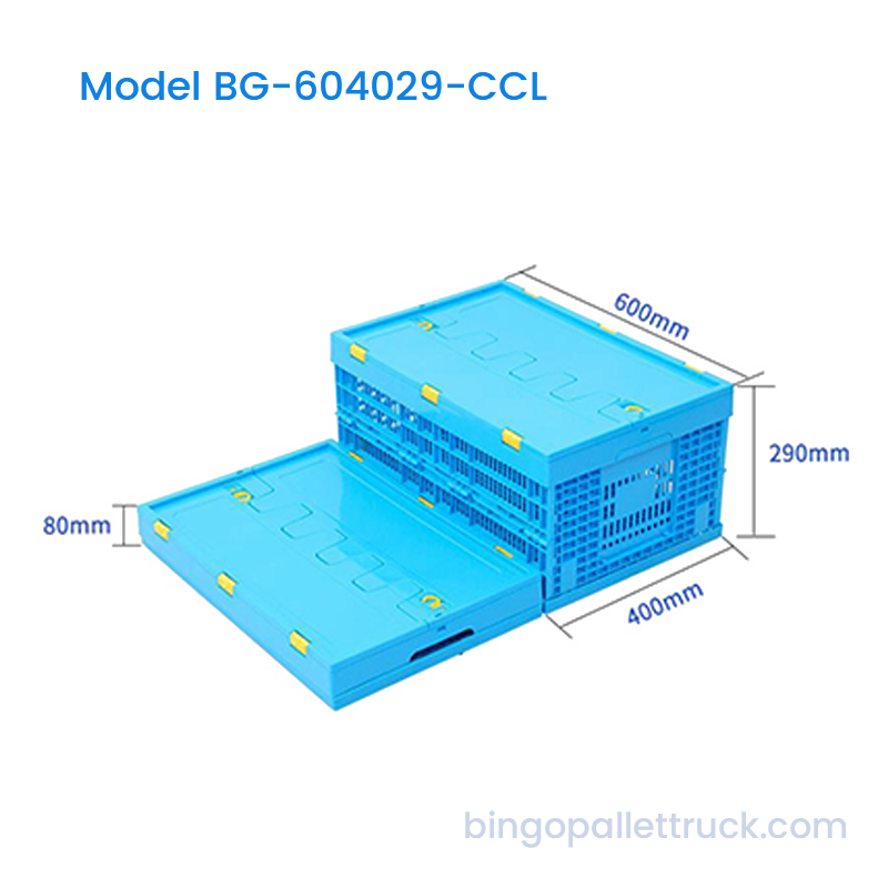 53L Spatium Compendii Collapsible Plastic Crate cum Lid pro Warehouse