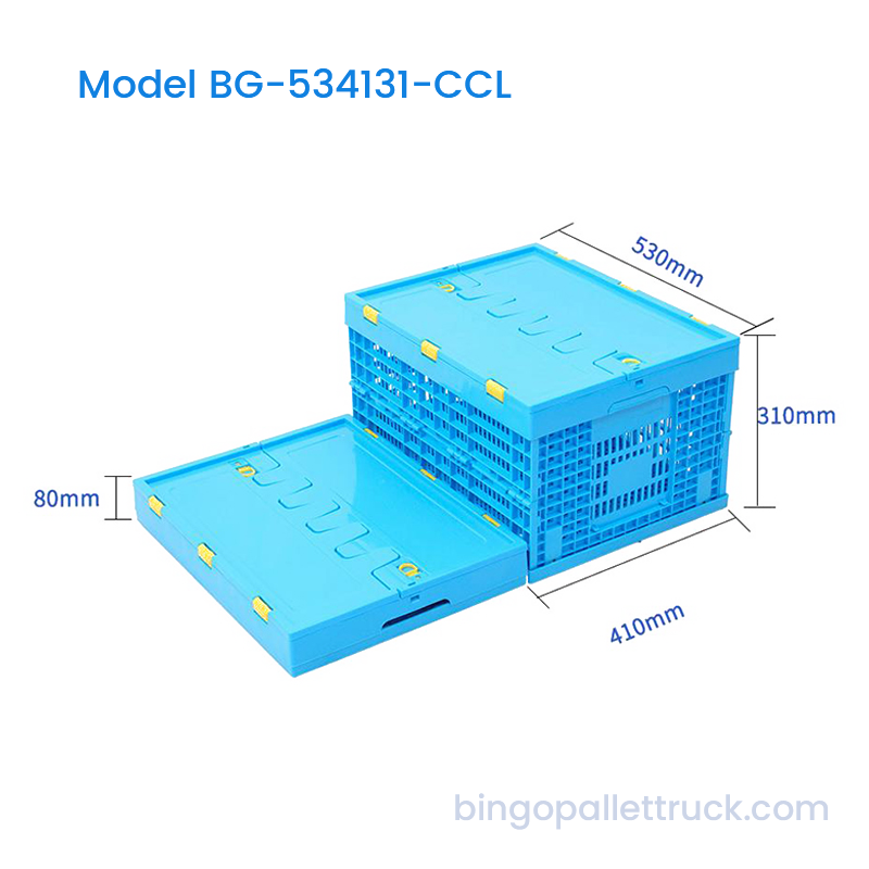 53L Collapsible plastic Crate with Lid for Factory Workshops