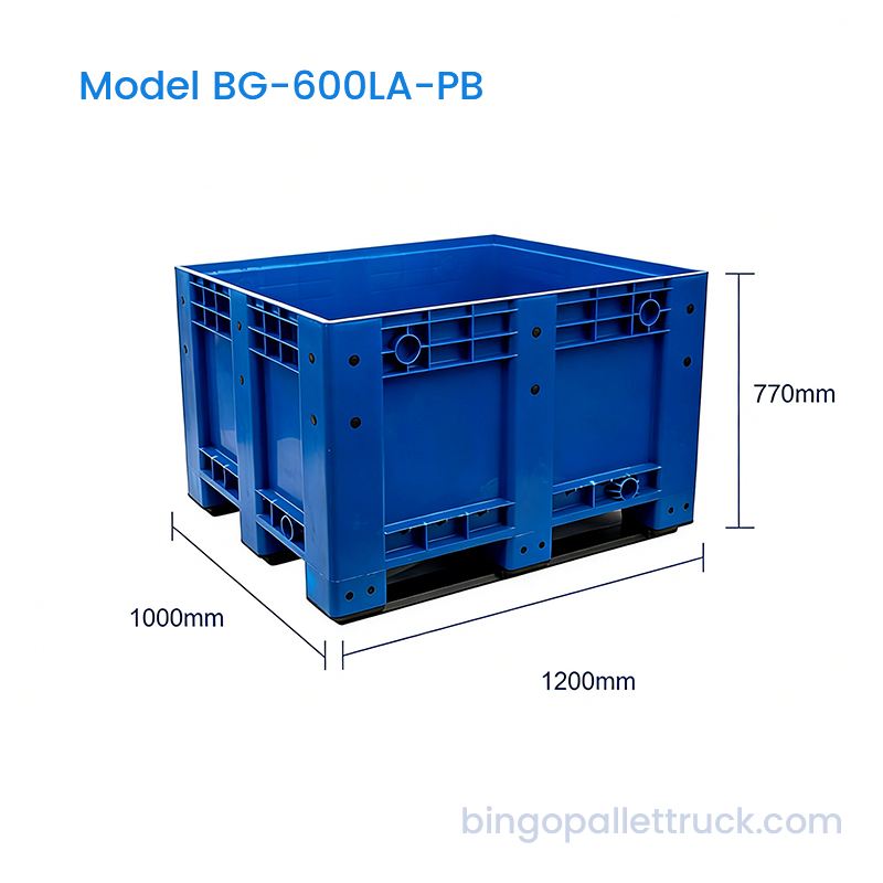 600L Gravis Pietas solida Plastic Pallet Continens pro Mole Material Tractantem