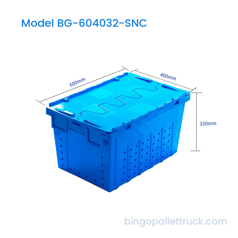63L Rotundus Hole Vented Stackable et Nestable Crate cum Lid